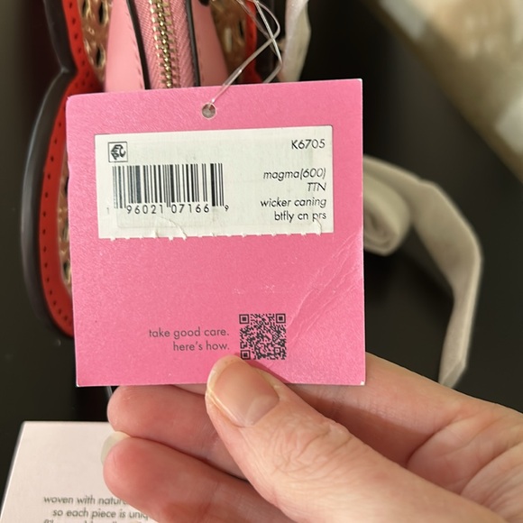 Kate Spade NWT Wing It Wicker Butterfly Coin Purse On A Chain - Picture 8 of 11